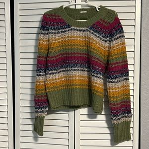 Mother  The Inset  Puff sleeve Jumper crop sweater, long sleeve. Size XL.‎